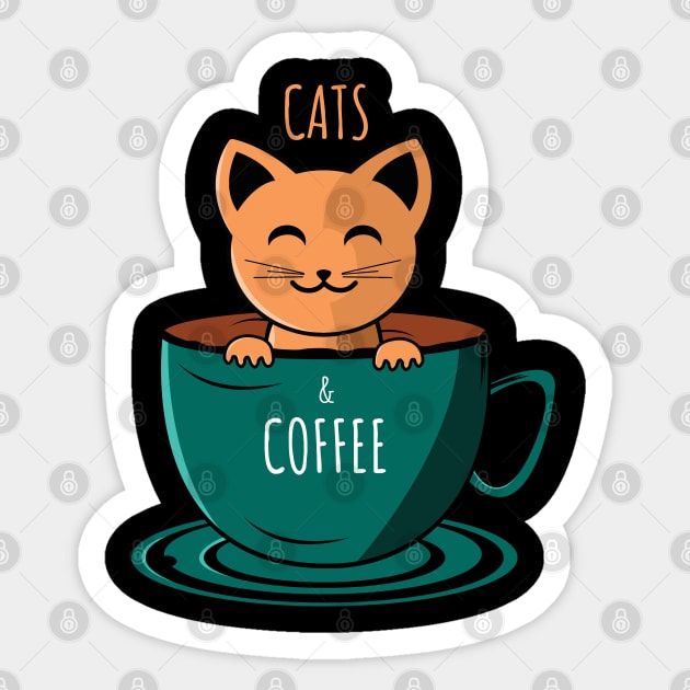 Coffee and Cats Sticker by slawisa